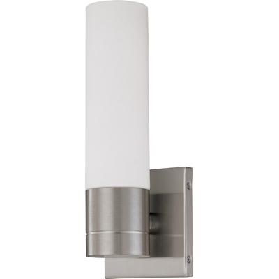 Nuvo Lighting 60/2934  Link - 1 Light Tube Wall Sconce with White Glass in Brushed Nickel Finish
